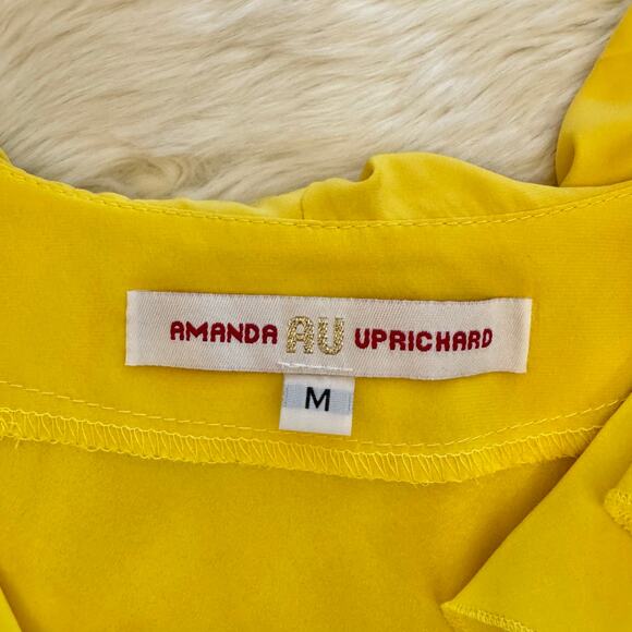 Amanda Uprichard Yellow Kelly Sleeveless Ruffle Silk Dress Medium - Picture 3 of 7